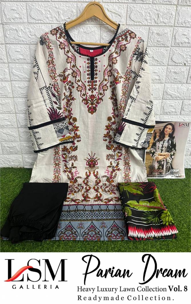 Lsm Parian Dream Vol 8 Lawn Cotton Pakistani Readymade Suits Wholesale Market In Surat
